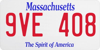 MA license plate 9VE408