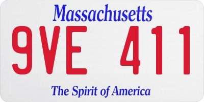 MA license plate 9VE411