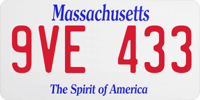 MA license plate 9VE433
