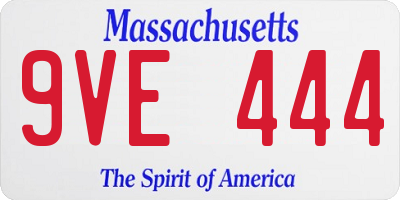 MA license plate 9VE444