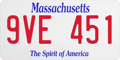MA license plate 9VE451