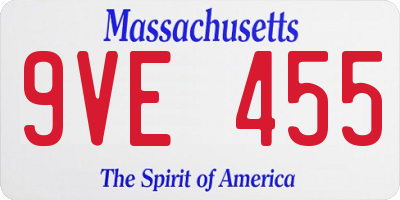 MA license plate 9VE455