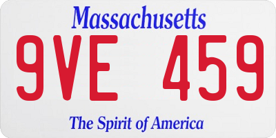 MA license plate 9VE459