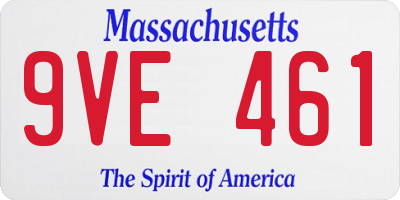MA license plate 9VE461