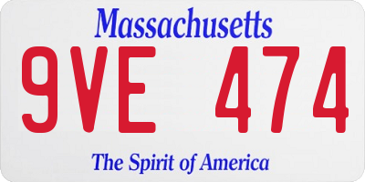 MA license plate 9VE474