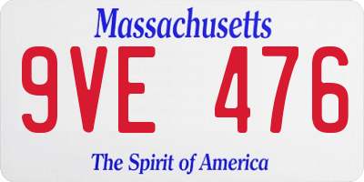 MA license plate 9VE476