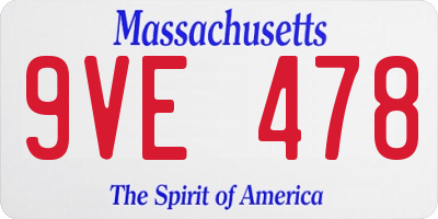 MA license plate 9VE478