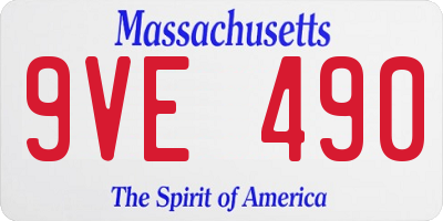 MA license plate 9VE490