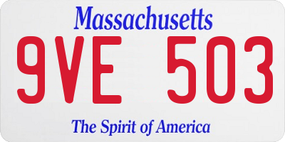MA license plate 9VE503