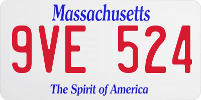 MA license plate 9VE524