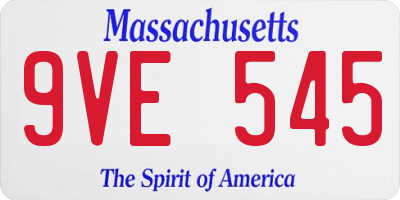 MA license plate 9VE545