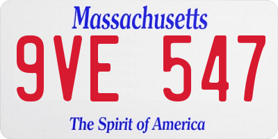 MA license plate 9VE547