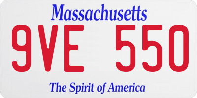 MA license plate 9VE550