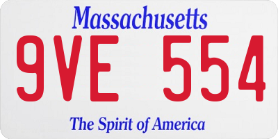 MA license plate 9VE554
