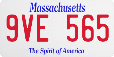 MA license plate 9VE565