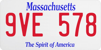 MA license plate 9VE578