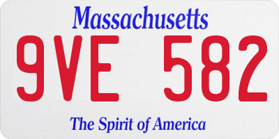 MA license plate 9VE582