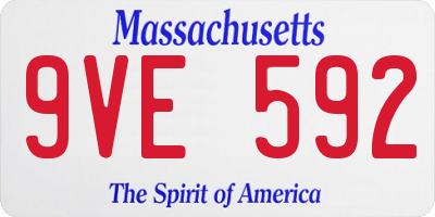 MA license plate 9VE592