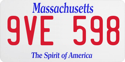 MA license plate 9VE598