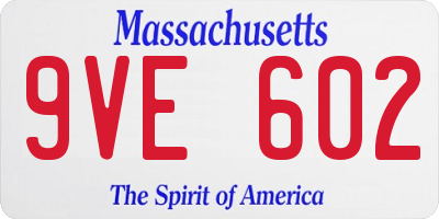MA license plate 9VE602