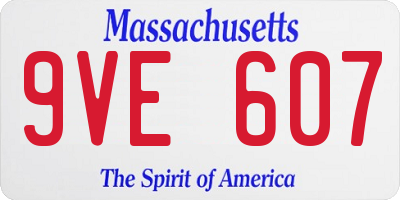 MA license plate 9VE607