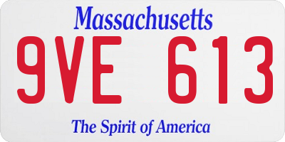 MA license plate 9VE613