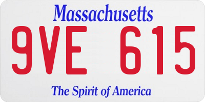 MA license plate 9VE615