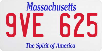 MA license plate 9VE625