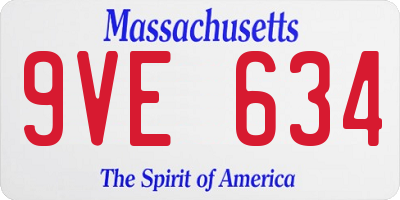 MA license plate 9VE634