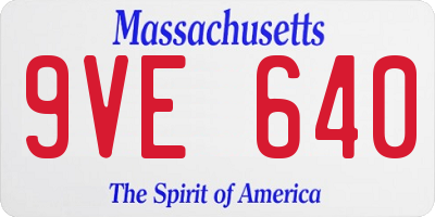 MA license plate 9VE640