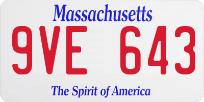 MA license plate 9VE643