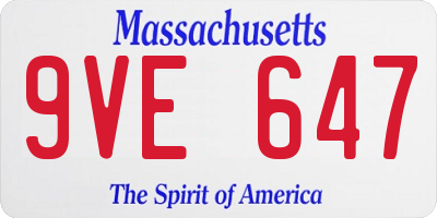 MA license plate 9VE647