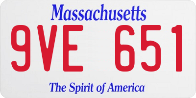 MA license plate 9VE651