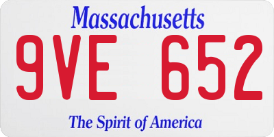 MA license plate 9VE652