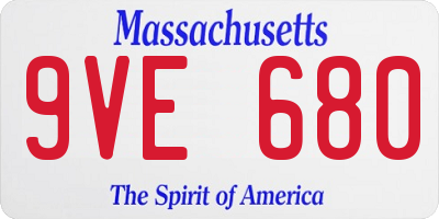 MA license plate 9VE680