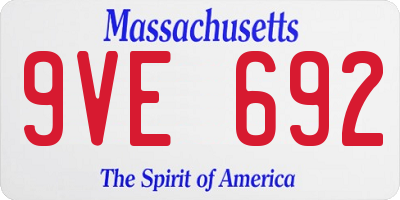 MA license plate 9VE692