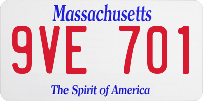 MA license plate 9VE701