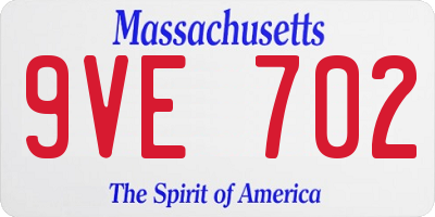 MA license plate 9VE702