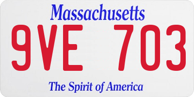 MA license plate 9VE703
