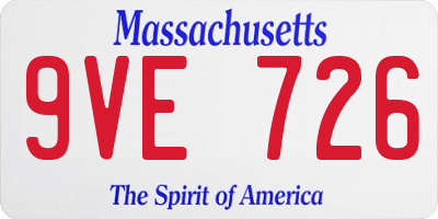 MA license plate 9VE726