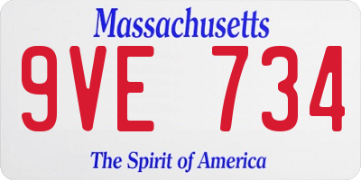 MA license plate 9VE734