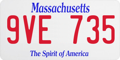 MA license plate 9VE735