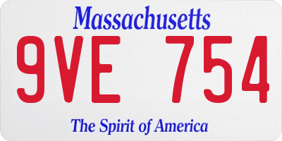 MA license plate 9VE754