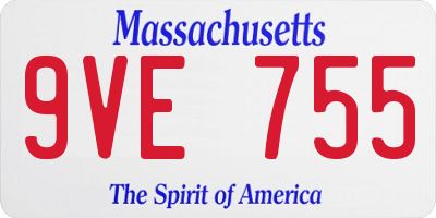 MA license plate 9VE755