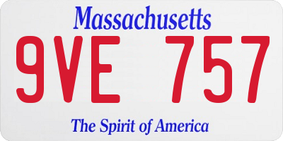 MA license plate 9VE757
