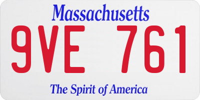 MA license plate 9VE761