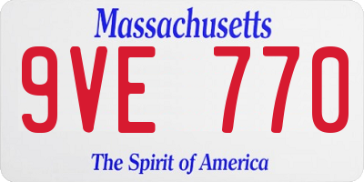 MA license plate 9VE770