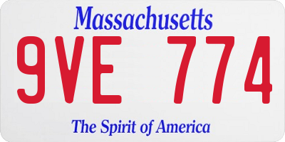 MA license plate 9VE774