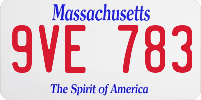 MA license plate 9VE783