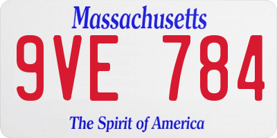 MA license plate 9VE784